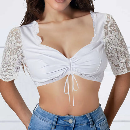 Summer Tank Tops For Oktoberfest Blouse Black Lace Elegant Sexy Lingerie Costume Corset Crop Tops For Women Plus Size Tank Top