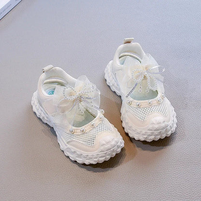 Summer Children School Running Sandals Sweet Breathable Girls Mesh Sports Sandals Non-slip Fashion Kids Princess Cut-outs Shoes