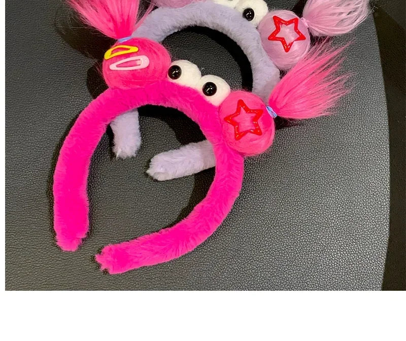 Girls Face Wash Headband Plush Skin Care Bath Shower Makeup Hair Band Soft Absorbent Cartoon Clown Doll Hair Accessories