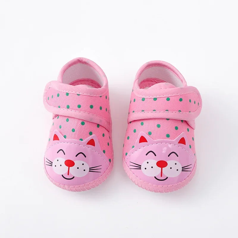 Newborn Baby Boy Girls Shoes Spring Autumn Lovely Floral Embroidery Anti-Slip Sneaker Crib Shoes Soft Cotton Cute First Walkers (Available)