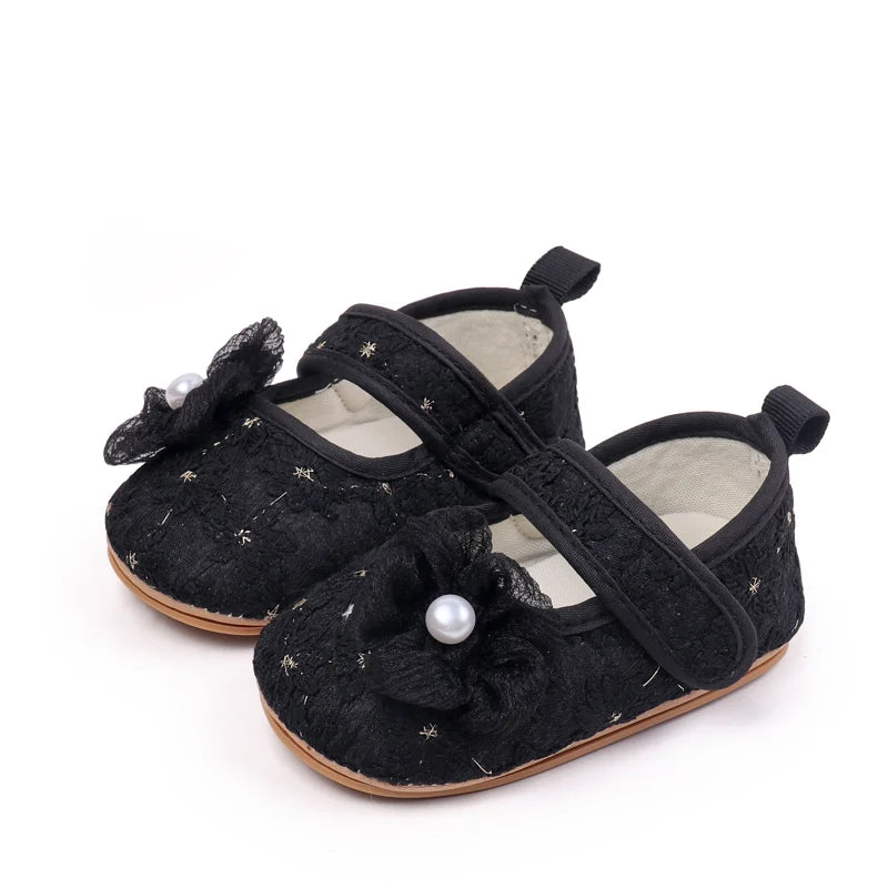 Baby Girls Princess First Walking Toddler Shoes With High Quality Embroidery Design And TPR Sole For 0-18M Baby