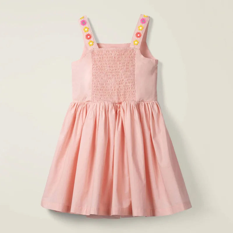 3Colors Girls Dress Summer Girl Beach Floral Dresses for Girls 2-7 Years Embroidery Floral Baby Girls Clothes