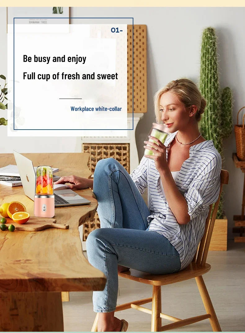 Portable Electric Juicer Mini Home Mixer Multifunctional Fruit and Vegetable Crushing Mixer USB Charging Juice Cup Juicing Tool
