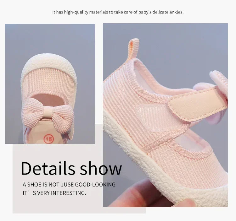Kids Shoes  Baby Girl Walking Shoes with Breathable and Non Slip Mesh Bow Princess Shoes with Non Slip Soft Soles