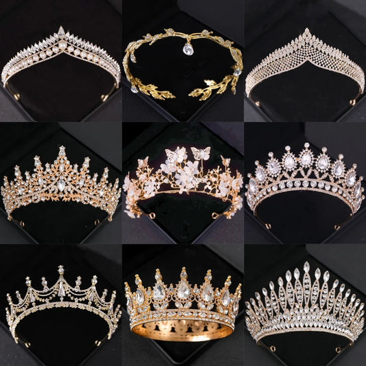 Gold Crystal Tiaras And Crowns Headband Rhinestone Prom Diadem Crown Bridal Wedding Hair Accessories Jewelry Crown Tiara Gift