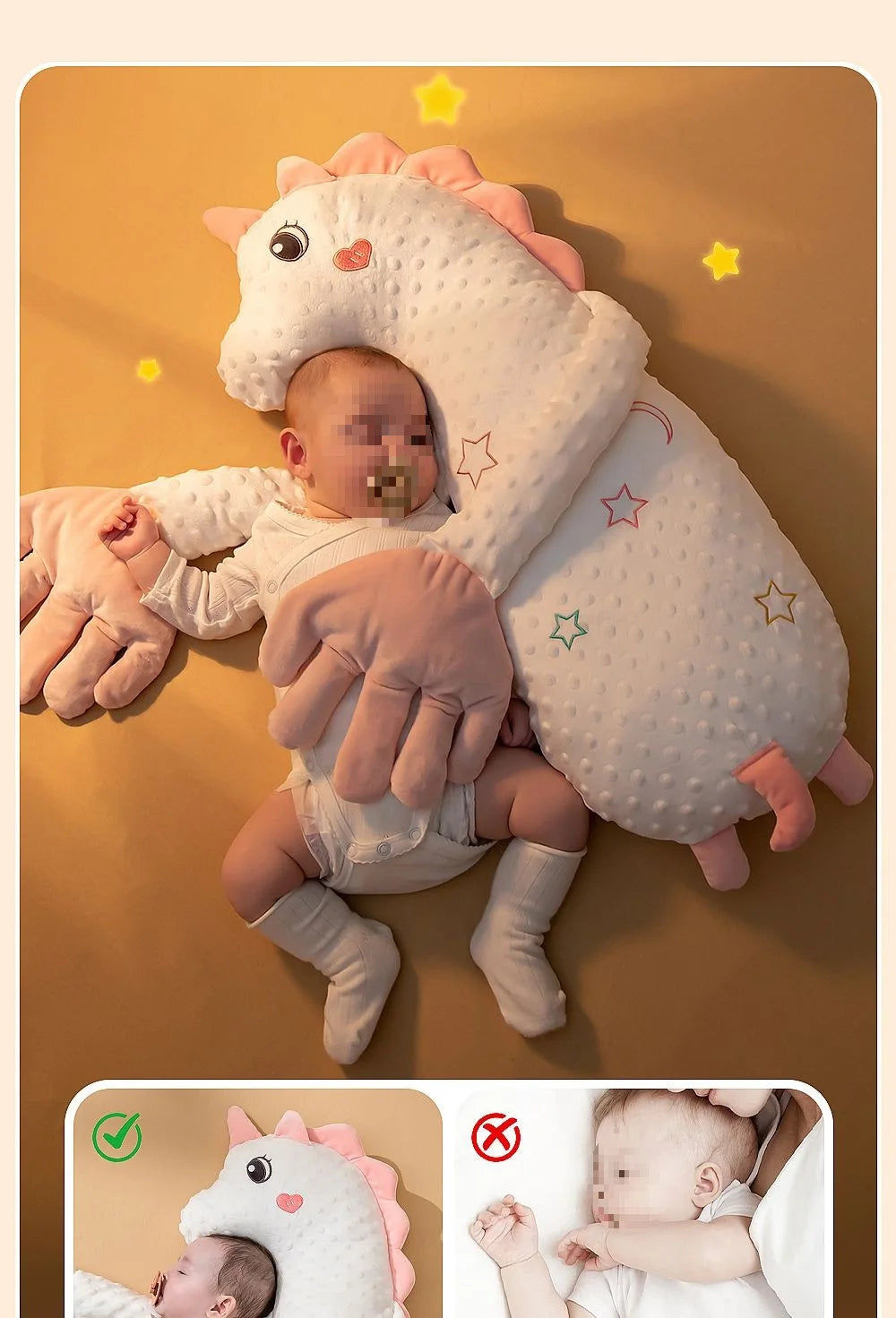 Baby Soothing Sleeping Pad, Infant Comfort Pillow with Patting Function for Anti-Startle Support and Warm Compress Design