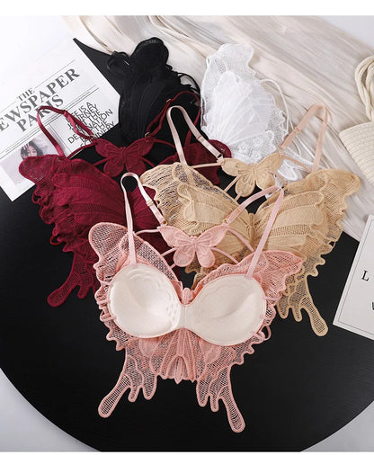 Sexy Butterfly Lace Bras For Women Backless All-in-one Bralette Woman Underwear Female Lingerie Flower Hollow-out Bra Brassiere