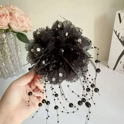 Fashion Fairy Butterfly Feather Tassel Hair Claw Shark Clips Temperament Mesh Flower Claw Clip Women Headwear Hair Accessories