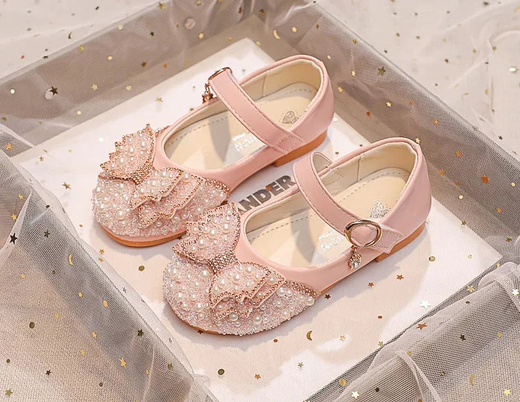 Children Princess Shoes Glitter Party Wedding Shoes for Girls Fashion Rhinestone Toddlers Ballet Flats Causal Kids Leather Shoes