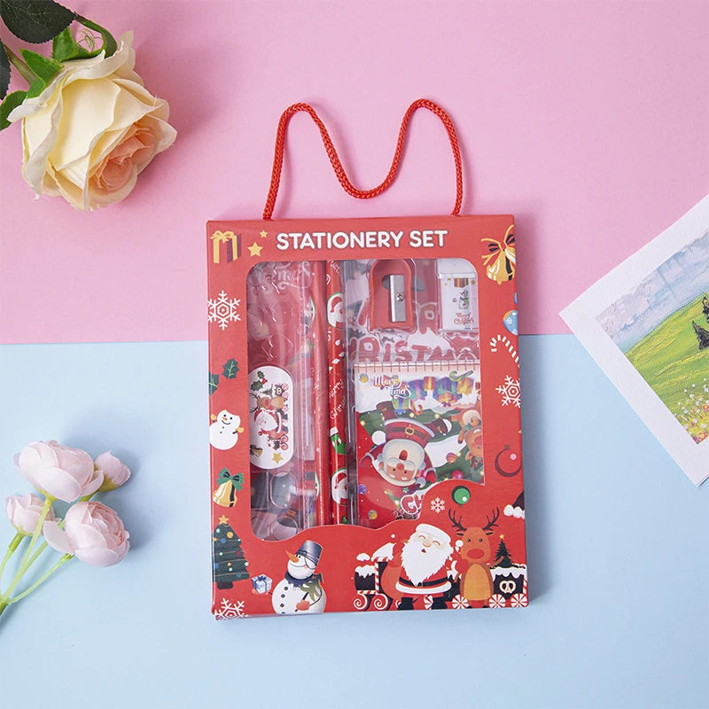 6Pcs Creative Children Stationery Set Cartoon Pencil Sharpener Eraser Note Book Ruler Pencil Kawaii School Supplies Gifts