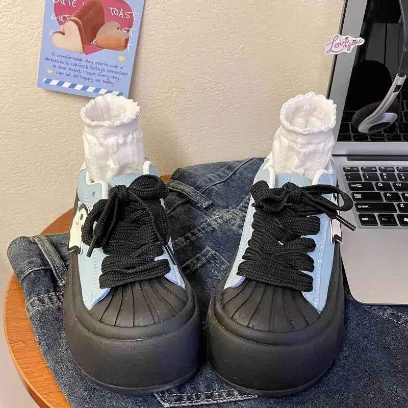 Shoes for Women High on Platform Round Toe Woman Footwear Trends 2025 Comfortable and Elegant Walking Aesthetic Vulcanized Shoe