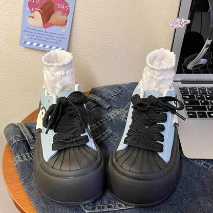 Shoes for Women High on Platform Round Toe Woman Footwear Trends 2025 Comfortable and Elegant Walking Aesthetic Vulcanized Shoe