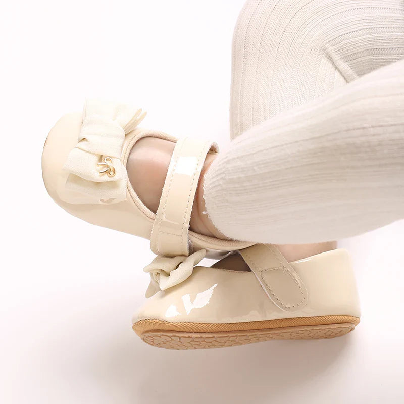 Spring and Autumn Bow Mary Jane Princess Shoes  Baby Girl Rubber Bottom Anti slip Sneaker