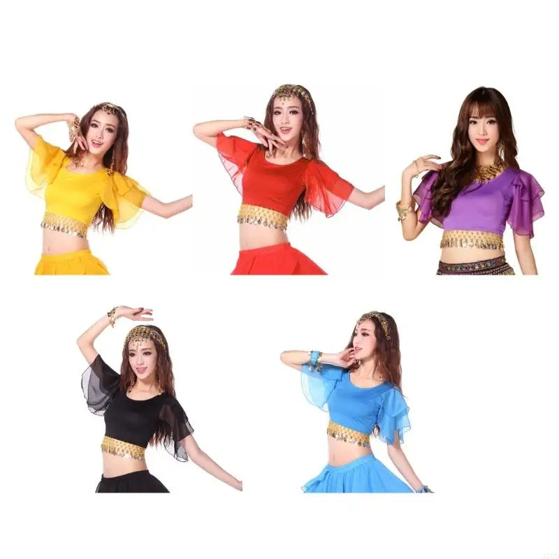 Multi Color Performances Blouse Swirling Tassels Detail Dancewear Costume