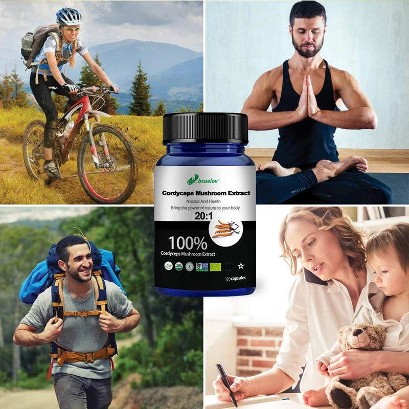 Pure Cordyceps Mushroom Extract Supplement - Improve Energy, Respiratory, Immune, Kidney Health Support, Vegetarian Capsules