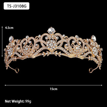 Efily Gold Color Wedding Tiaras and Crowns for Pearl Rhinestone Headband Bride Headpiece Jewelry