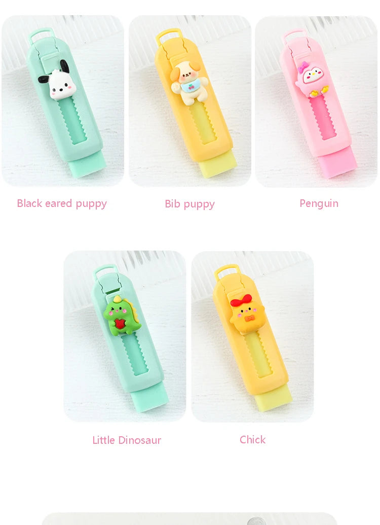 1Pcs Creative Push-pull Cartoon Eraser Macaron Colored Eraser Telescopic Kawaii Children's Pencil Eraser Student Stationery