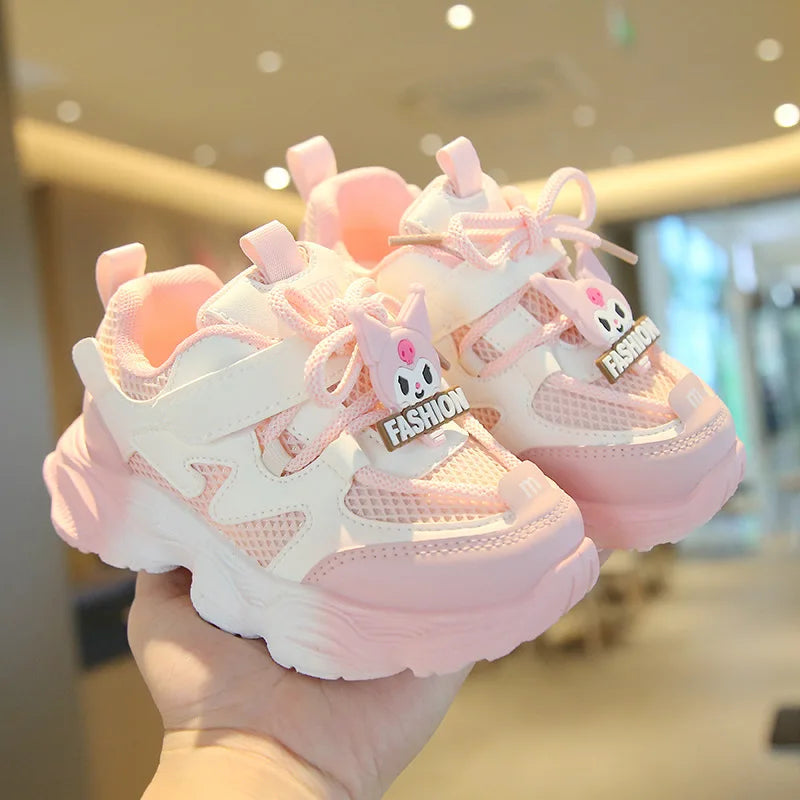 2026 Girls Kuromi Autumn New Board Shoes Sanrio Sports Dad Shoes Children Cartoon Kawaii Comfortable Breathable Casual Shoes