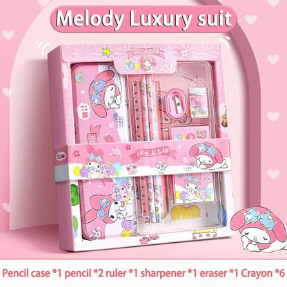 Kuromi Melody Cinnamoroll stationery gift box boys and girls 12 pieces of learning stationery sets new hot cute stationery sets.