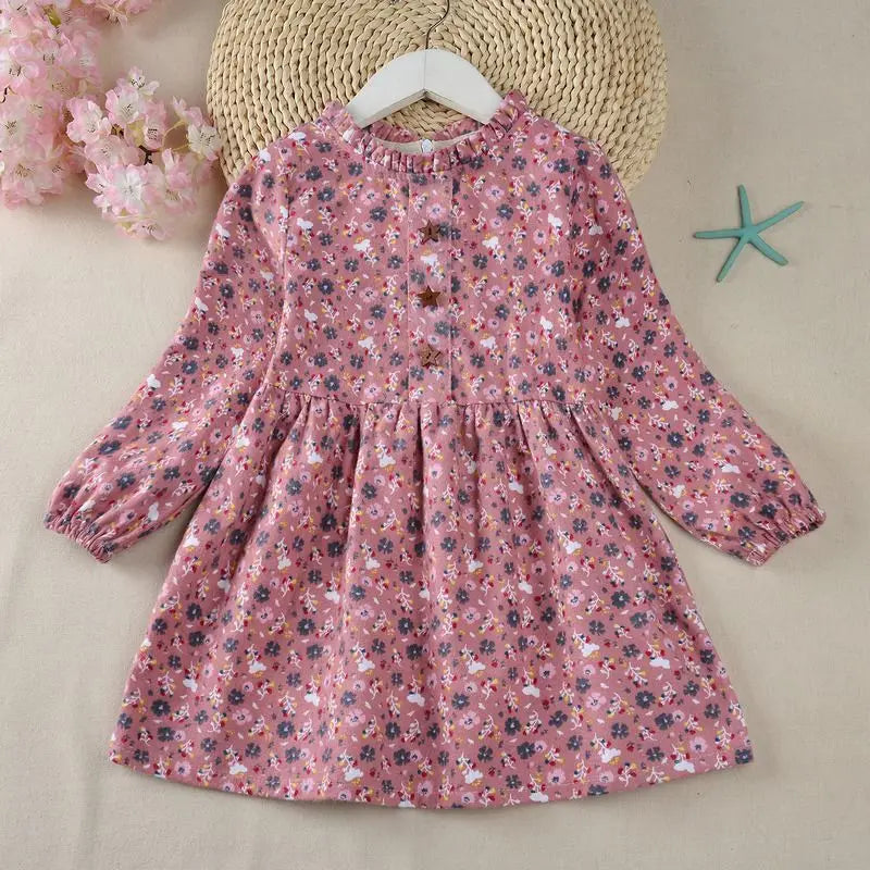 Baby Girls' Dress New Long Sleeve Spring Autumn Girl Clothing Cotton Flower Princess Party Dress Children's Fashion Clothes