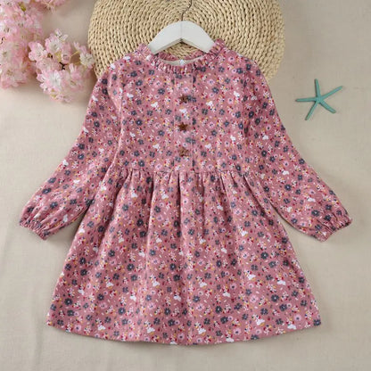 Baby Girls' Dress New Long Sleeve Spring Autumn Girl Clothing Cotton Flower Princess Party Dress Children's Fashion Clothes