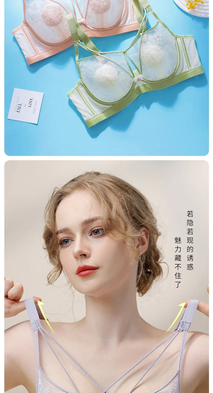 Appears Small Anti-sagging Thin Rabbit Ear BCD Cup Bra Minimizes Side Breasts Steel Ring Sports Bra Gathers Summer Breathability