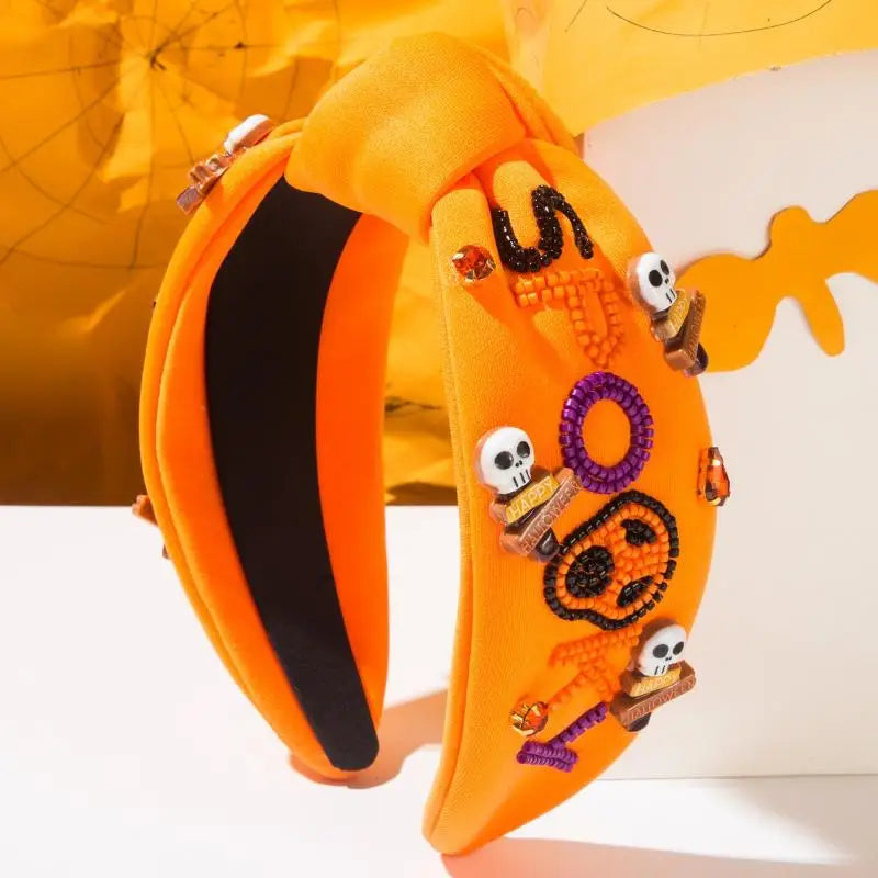 Designer Hair Accessories for Women Featuring Skull, Letters, Diamonds, and Rice Beads, Halloween Styling