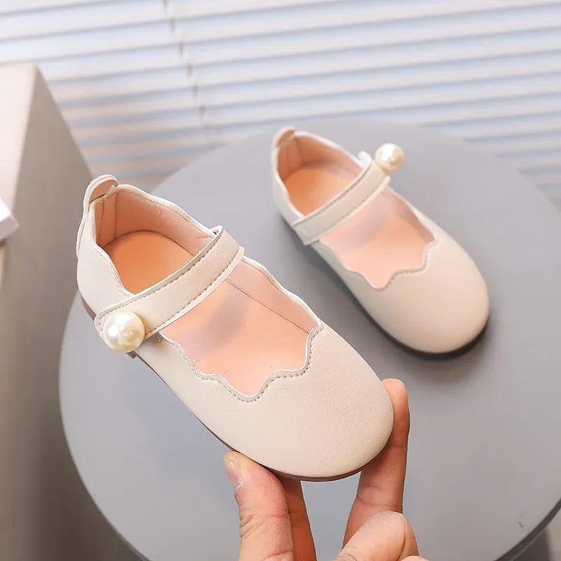 Girls Black Leather Shoes for Wedding Party Back To School Flats Kids Mary Janes Simple Classic Soft Anti-skid Kids Casual Shoes