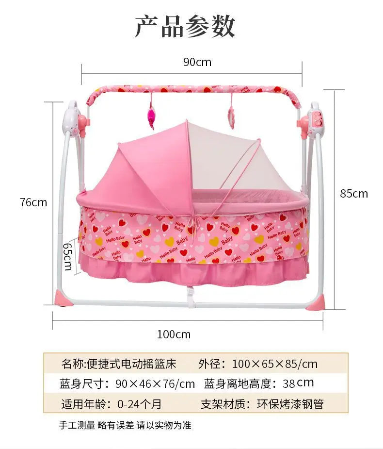Electric Cradle Bed Multi-Functional Foldable Baby Cradle Newborn Enlarged Sleep Soothing Rocking Bed