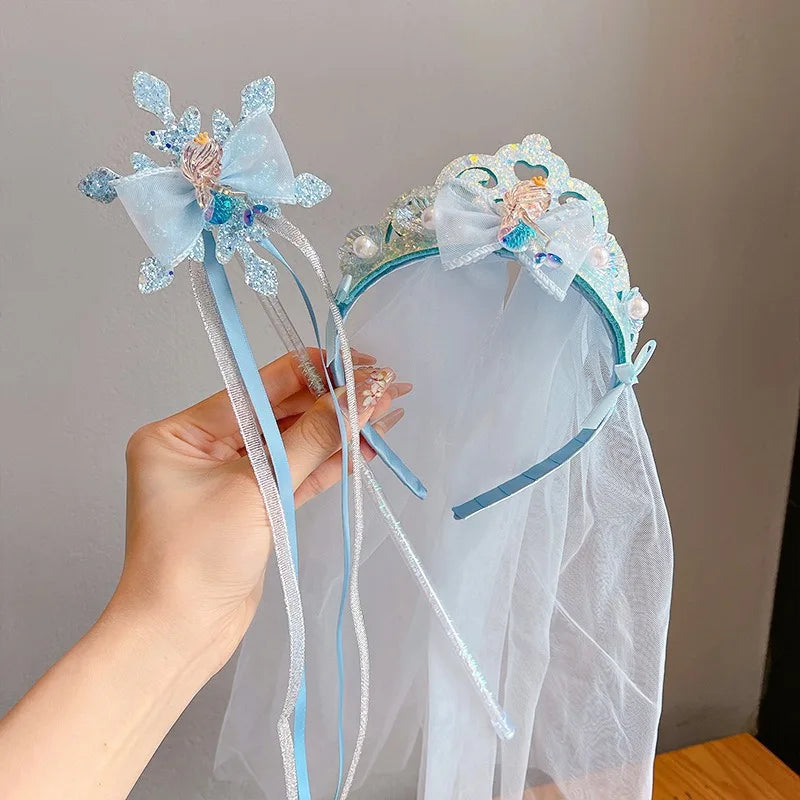 Baby Girls Pink Butterfly Fairy Magic Wand Toddler Snowflake Princess Cos Props Mermaid Cos Crown Photography Props