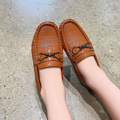 Boys Loafers Non-slip Children's Leather Shoes All-match Four Seasons Metal Buckle  Shiny Simple Kids Fashion Moccasin Shoes