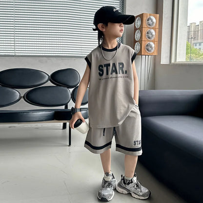 New Children's Sets Teenager Basketball Sportswear Top+Shorts 2Pcs Big Kids Clothing Outfits
