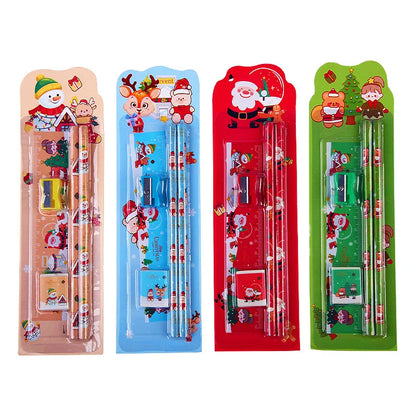 5pcs/Set Cute Cartoon Pencil Stationery Set Children Student Back To School Stationery Supplies Kawaii Kids Prize Christmas Gift