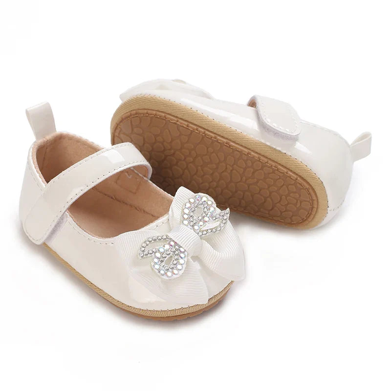 Spring and Autumn Bow Mary Jane Princess Shoes  Baby Girl Rubber Bottom Anti slip Sneaker