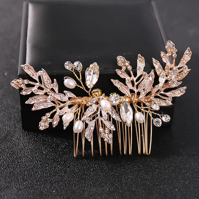 Wedding Hair Accessories Flower Hair Clips Hairpin Crystal Bride Headdress for Women Faux Pearl Barrettes Hair Combs Hair Decor