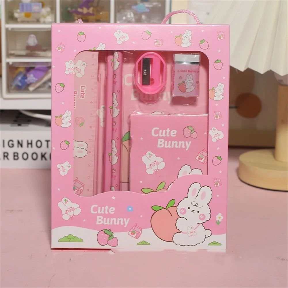 5/6pcs Stationery Sets Boys Girls Kids Learning Gift Box Pencil Notebook Ruler Eraser Set School Students Teacher Reward Gift