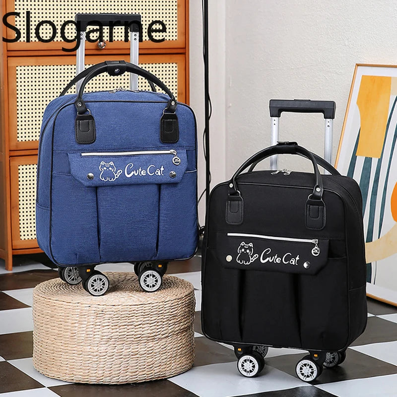 Portable Travel Luggage Bags 4 Wheels Big Capacity Unisex Trolly Travel Duffels Men New Rolling Suitcase Women Wheel Travel Bags