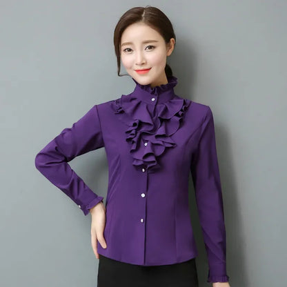Women Blouse Lace Stand Collar Shirt Women Long Sleeve Autumn  Winter Top Shirt Blusas Ropa De Mujer