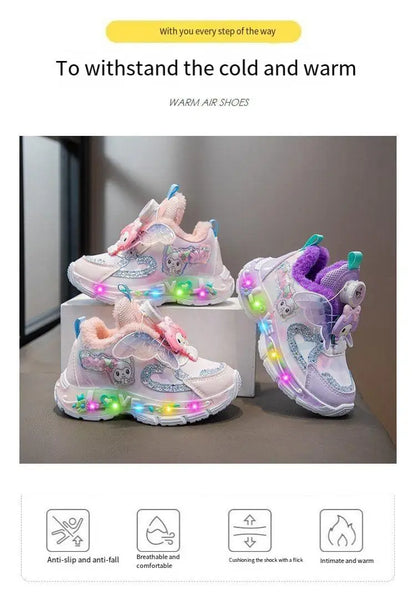Sanrios Girls Sneakers My Melody Winter New Style Cotton Boots Cartoon Fashion Sports Casual Shoes Kawaii Cute Kids Cotton Shoes