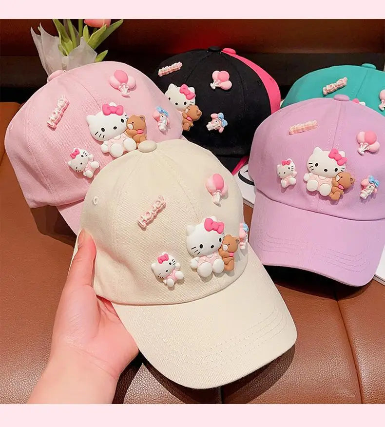 New Sanrio Animation Hello Kitty Travel Cap Spring and Autumn Girls Outdoor Versatile Baseball Cap Sun Protection Visor Hat