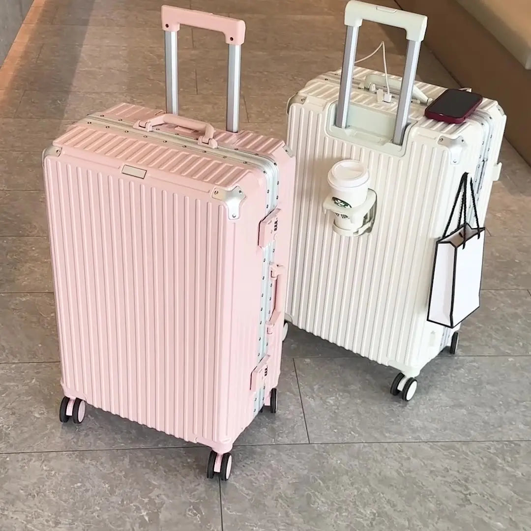 Large Capacity 28 inch Aluminum Frame Suitcase Durable Trolley Case with Universal Wheels, 24 Business Travel Suitcase