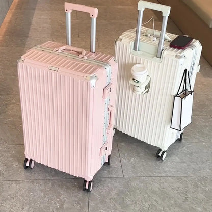 Large Capacity 28 inch Aluminum Frame Suitcase Durable Trolley Case with Universal Wheels, 24 Business Travel Suitcase