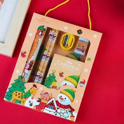 Pencil Stationery Set GIfted By Santa Claus Children Student Office Supplies Kawaii Kids Prize Birthday Christmas New Year