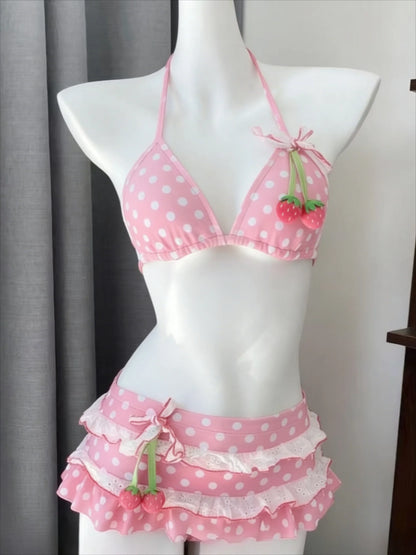 2026 New High Waist Fairy Sweet 4-Piece Women's Split Bikini Set Print Long Sleeve Swimwear Trendy Beach Vacation Fairy Swimsuit
