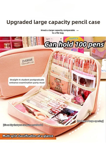 90°opening Multi-layer Pencil Case Student Stationery Storage Artifact Large Capacity Classified and Organized Stationery Bag