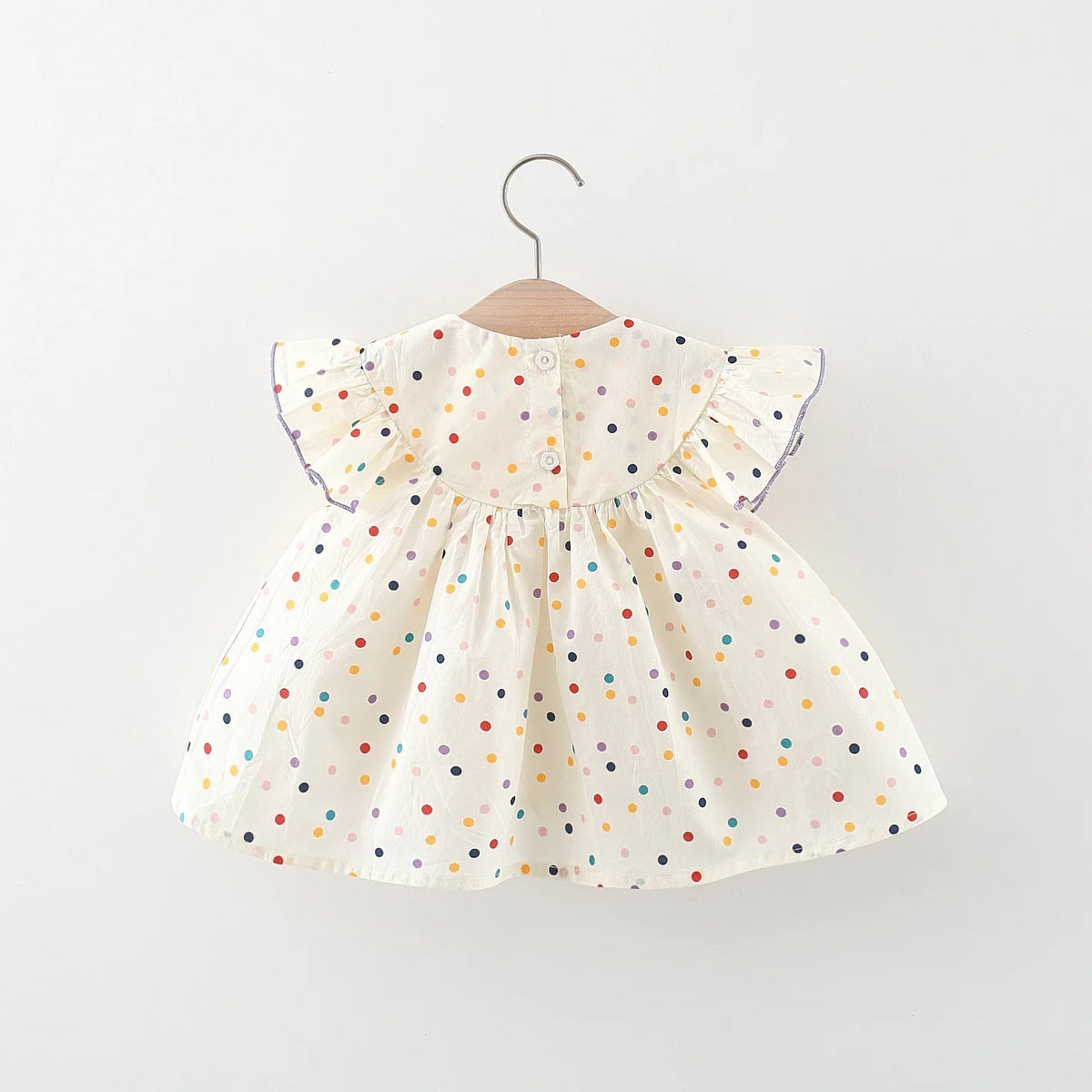 Summer New Girl'S Dress With Small Flying Sleeves Tulip Embroidery Dotted Print Sweet Princess Dress Light And Thin Style (0-3 Y