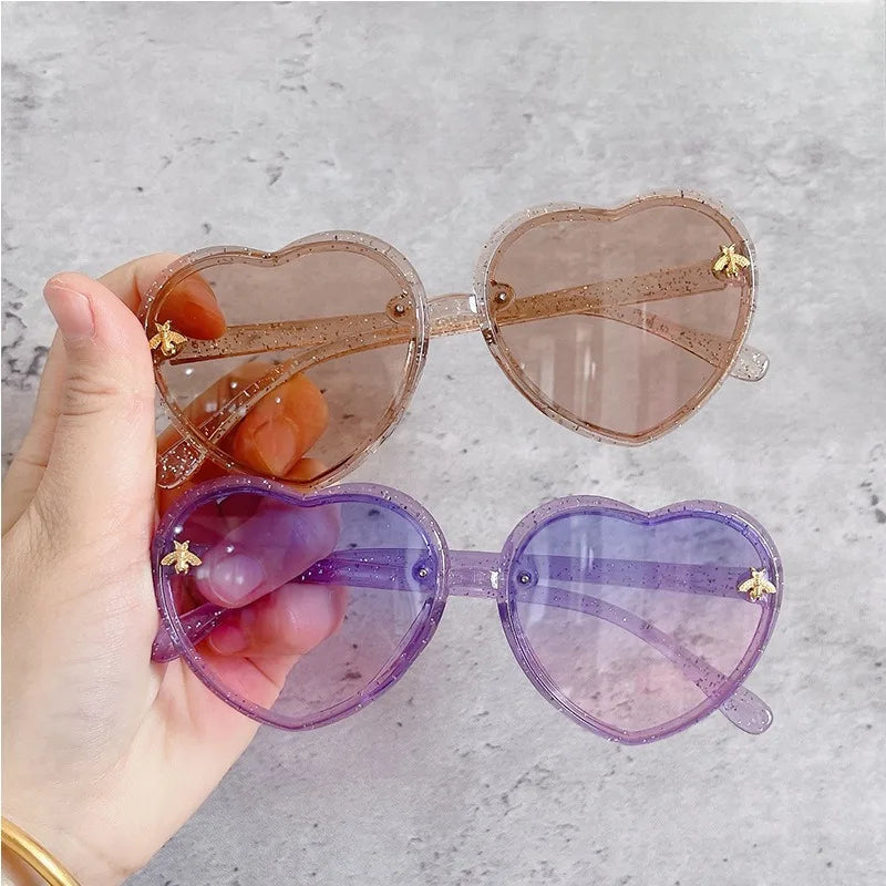 Children Sunglasses Heart-Shape Baby Gradient Sun Shade Cartoon Summer Girls Sunglasses Travel Beach Lovely Sunglasses