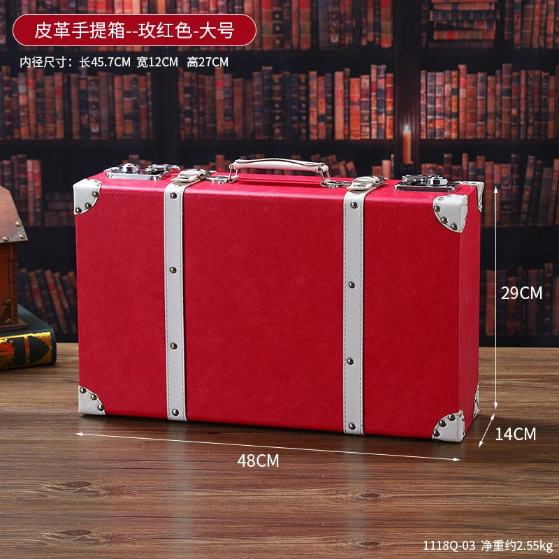 Luxury Vintage Trunk Travel Hand Big Suitcases Leather Luggage Under Bed Clothing Organizer Storage Box Antique Bin Customized