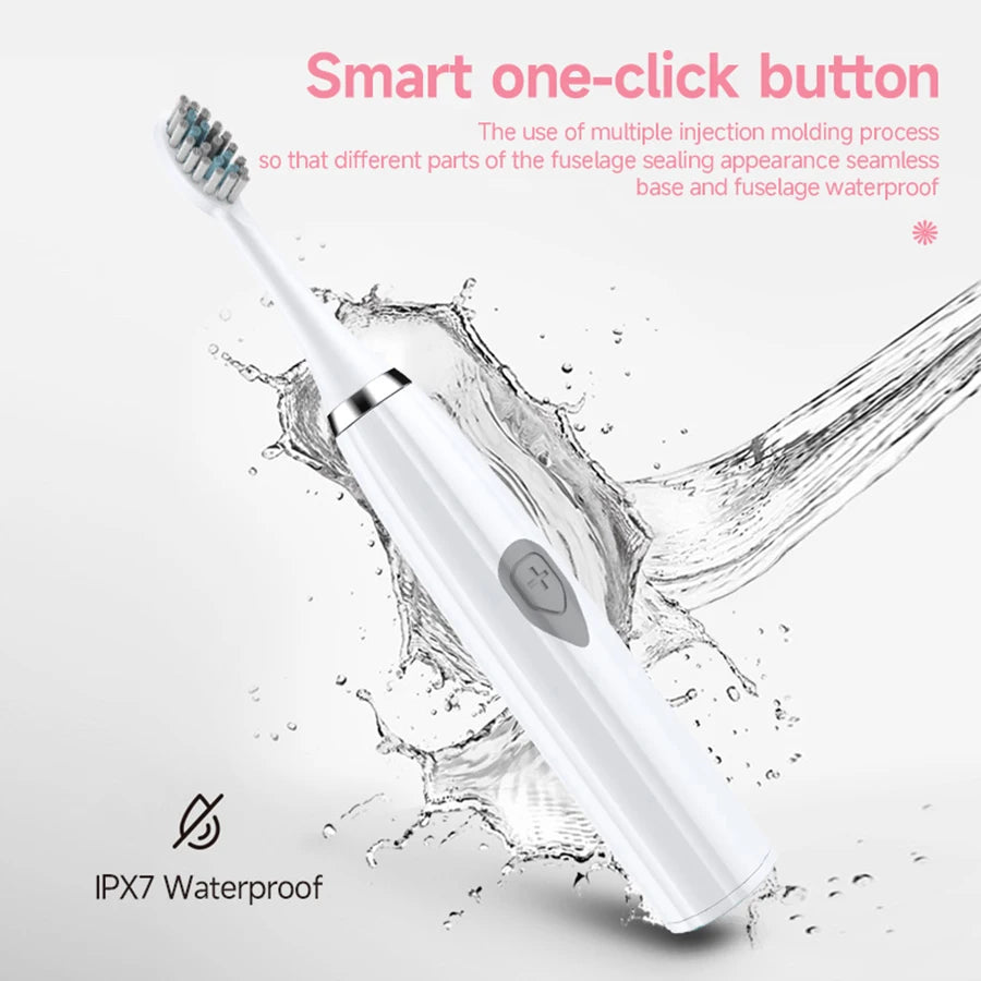 1pc White/Pink Electric Toothbrush Adult Model Soft Bristle Electric Toothbrush Battery Model Family Set Electric Toothbrush