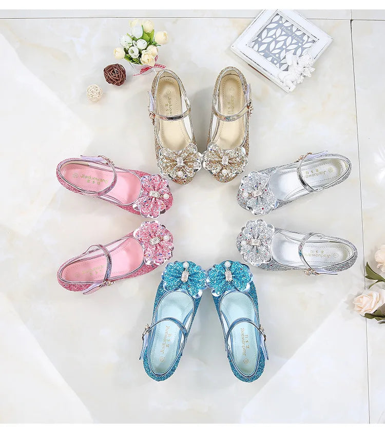 Children's Shoes  Princess Shoes Girl's Fashion Sandals Crystal Princess Shoes Blue Pink Silver